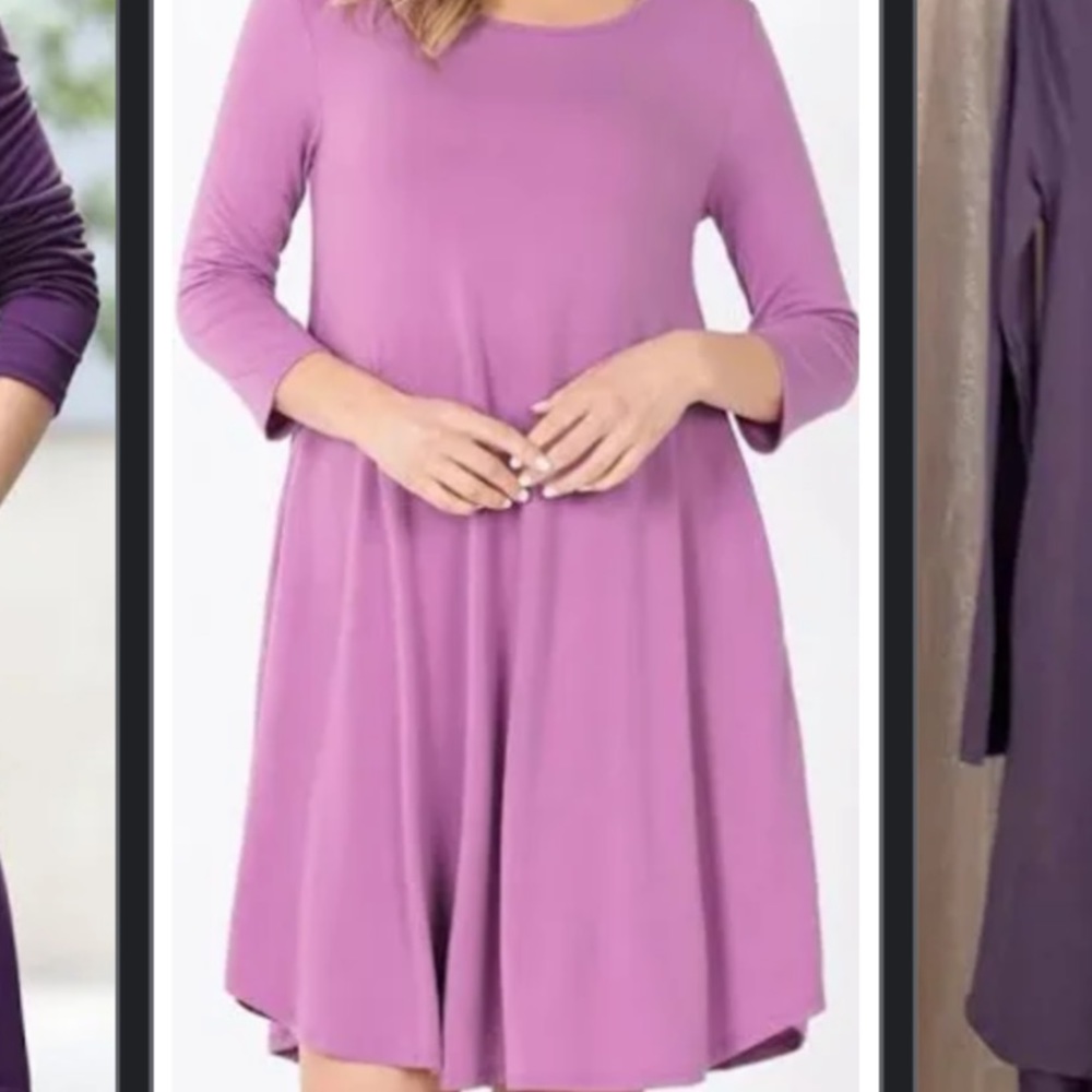 ‘Zenana Premium’ Purple 3/4 sleeve dress